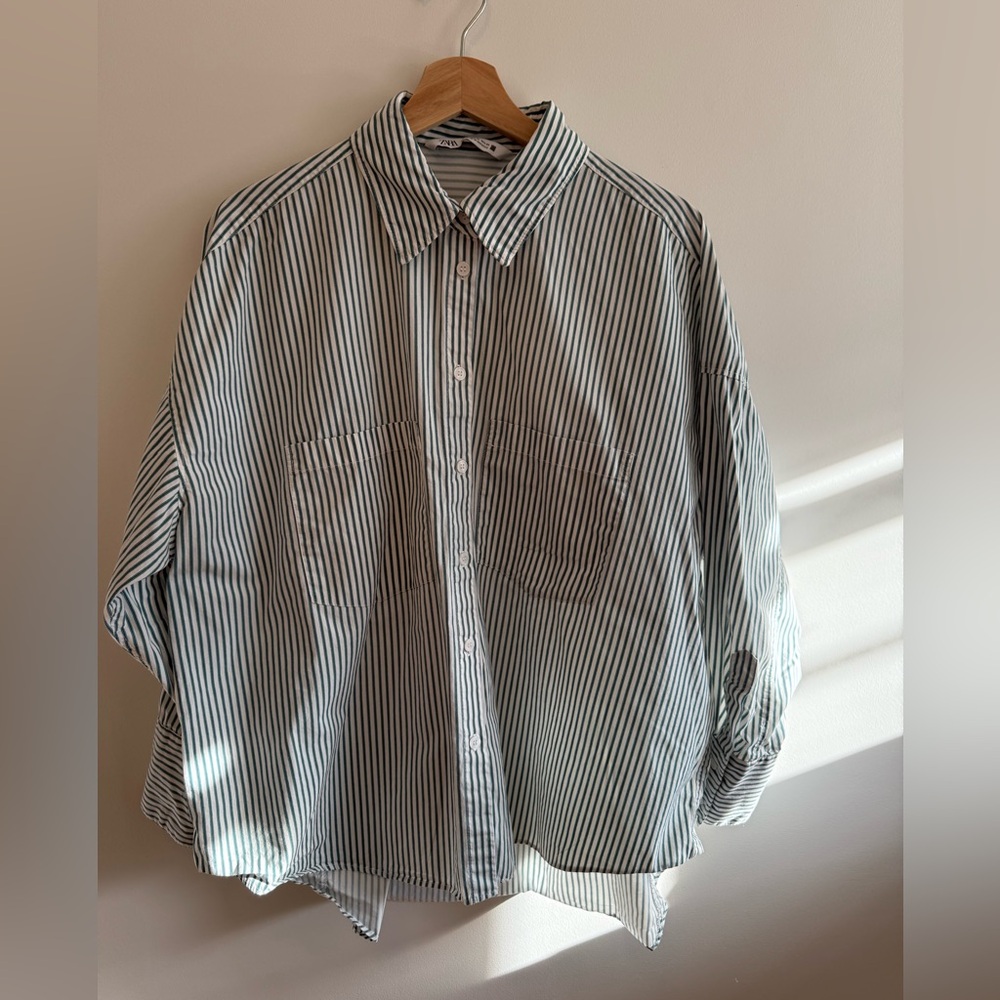 Striped Button-Down Shirt - White & Black